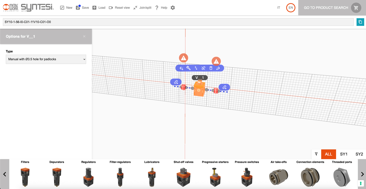 Options du produit du configurateur Syntesi